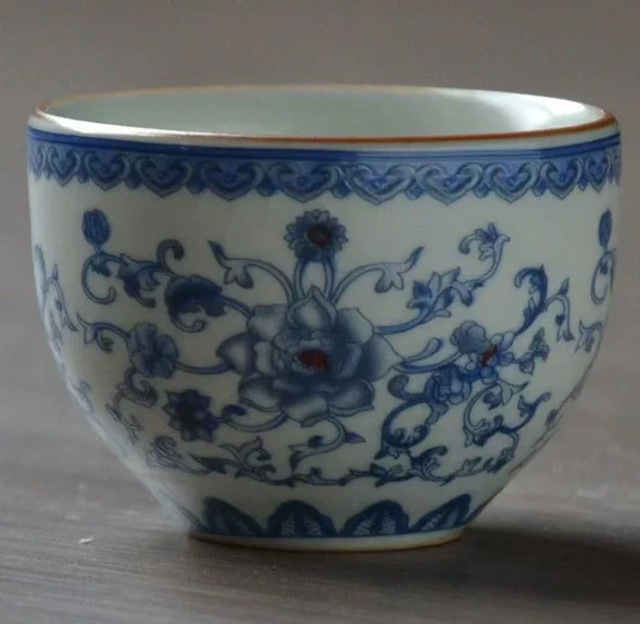 《缠枝莲》牡丹青花主人杯容量40ml复古