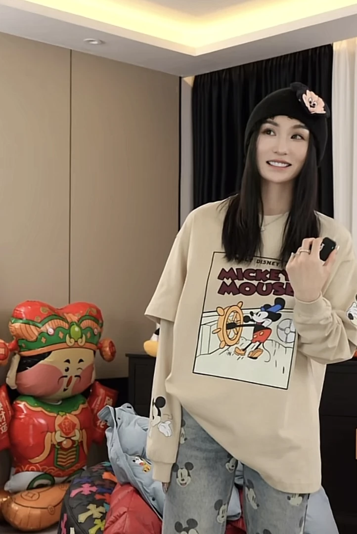 【劉發發】W487【开船米奇】新款韩版百搭时尚休闲拼接袖T恤