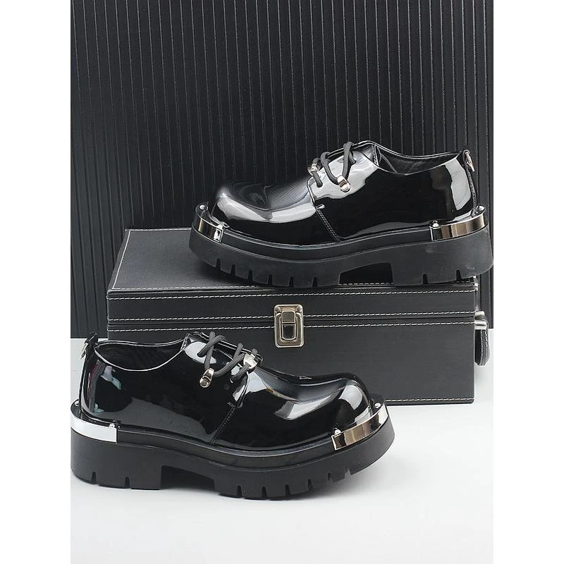 2025新款秋季男鞋厚底内增高皮鞋男款潮牌休闲德比鞋百搭工装鞋男