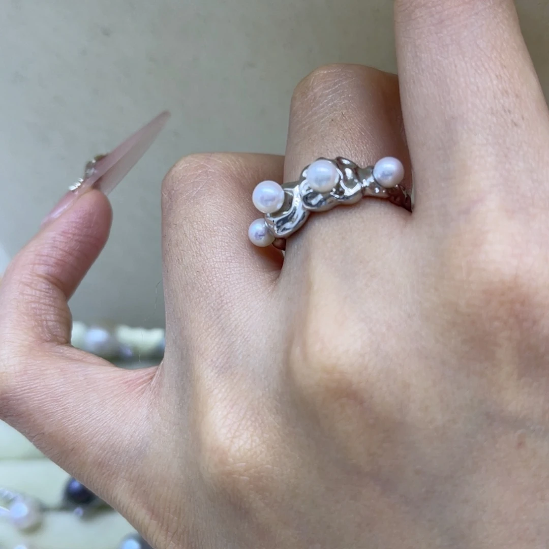淡水珍珠戒指银S925镶嵌