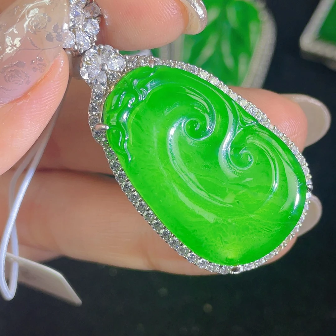 翡翠吊坠(不含链)银S925镶嵌