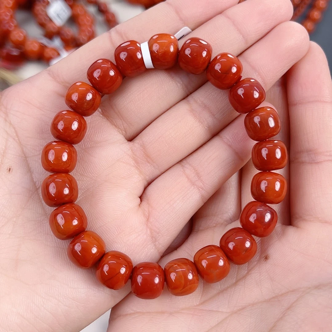 南红玛瑙未镶嵌瓦西高货锦红满肉单圈10mm