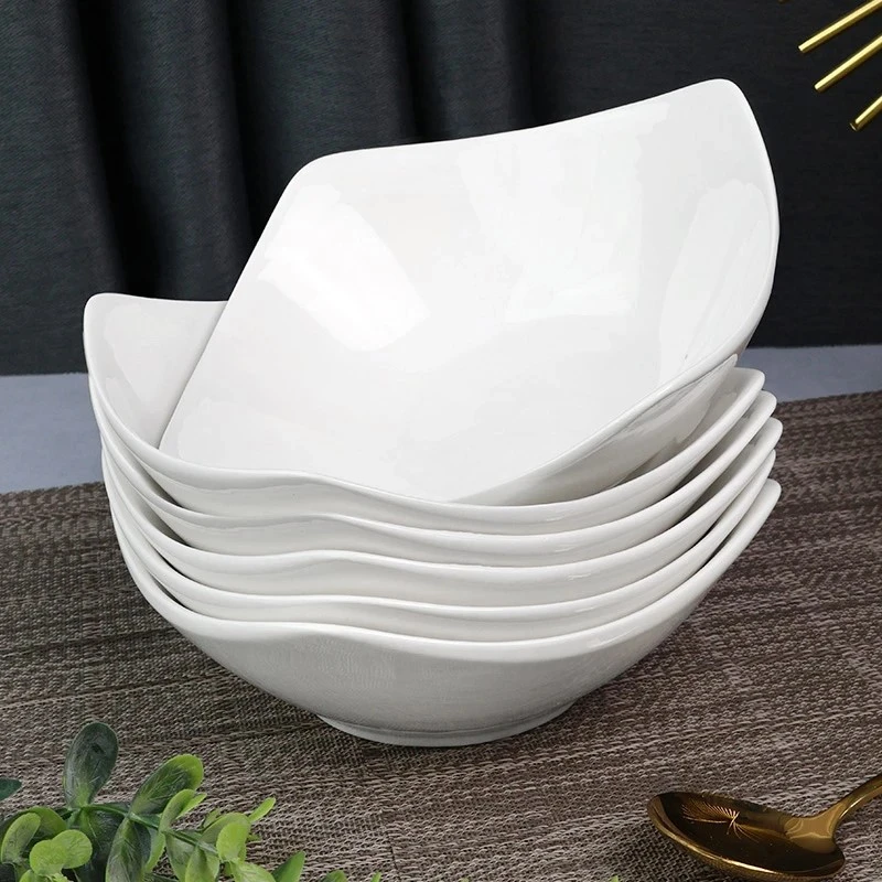 跃立如意盘子四角碗沙拉碗翘脚碗创意家用陶瓷釉下彩无铅无汞