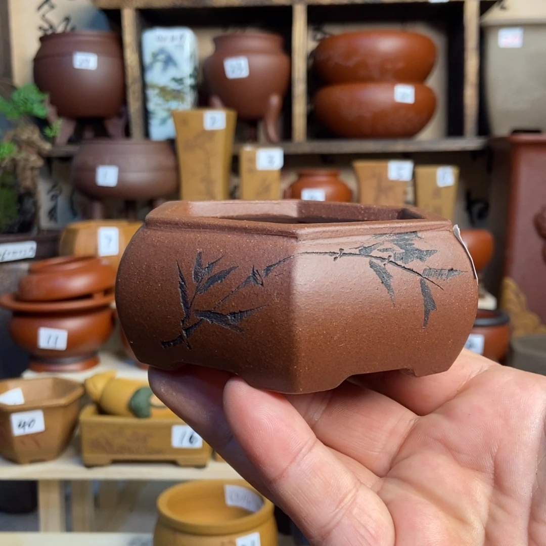 紫砂花盆内口经尺寸8×3