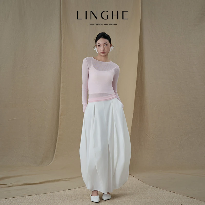 翎禾LINGHE-「烟雨江南」圆领时尚休闲通勤风修身针织套头衫