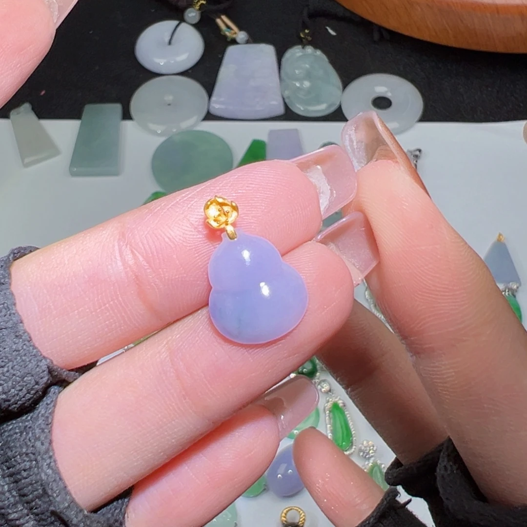 吊坠(不含链)18K金镶嵌翡翠