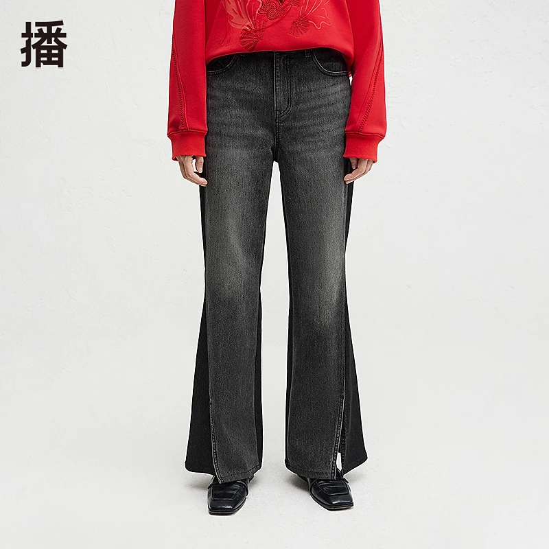 【达人专属】播舒适简约可系带腰头牛仔裤BDR4KD3941