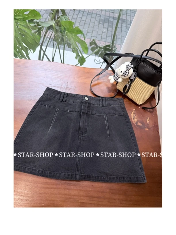 ｛简约款｝好版型 简约 口袋款 牛仔裤裙 配腰带