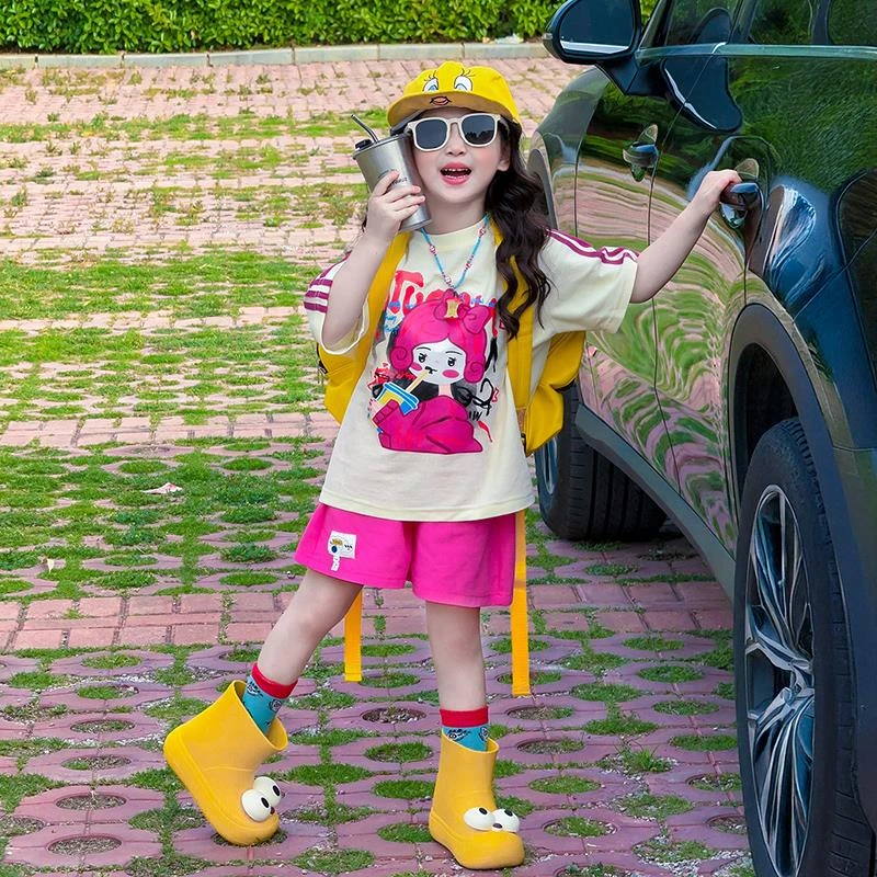 女童2025新款韩版时尚女孩夏季多巴胺休闲短裤套装儿童洋气夏日两