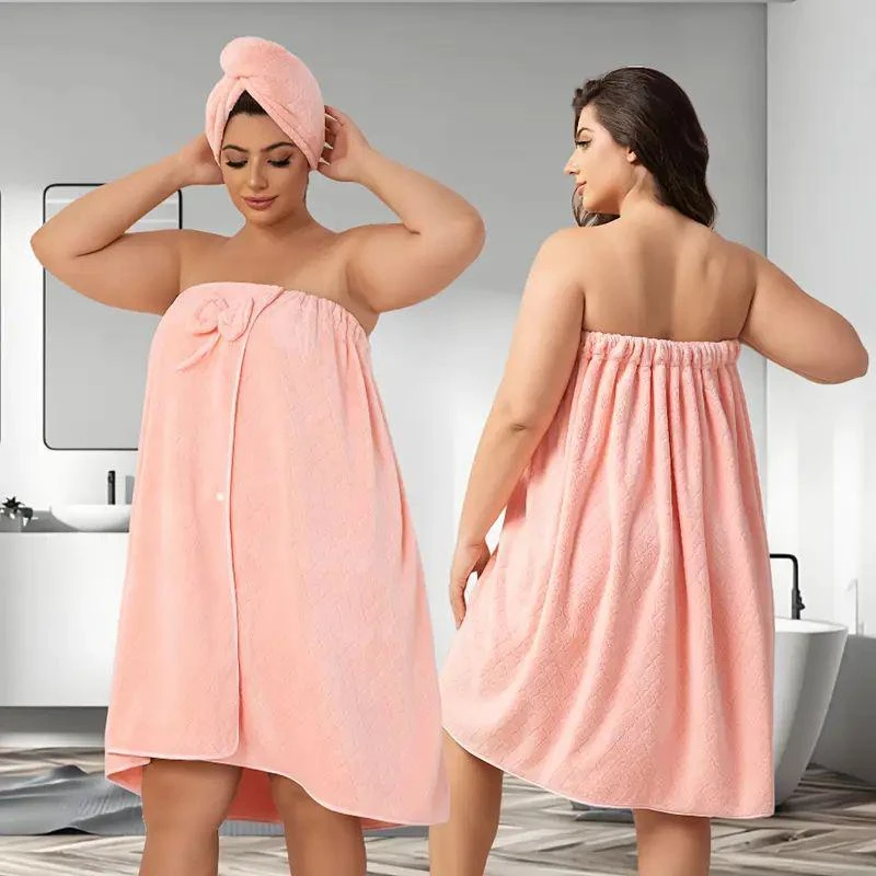 吸水热销干发帽浴裙柔软超强吸水速干发巾加厚双层不掉毛浴帽浴裙