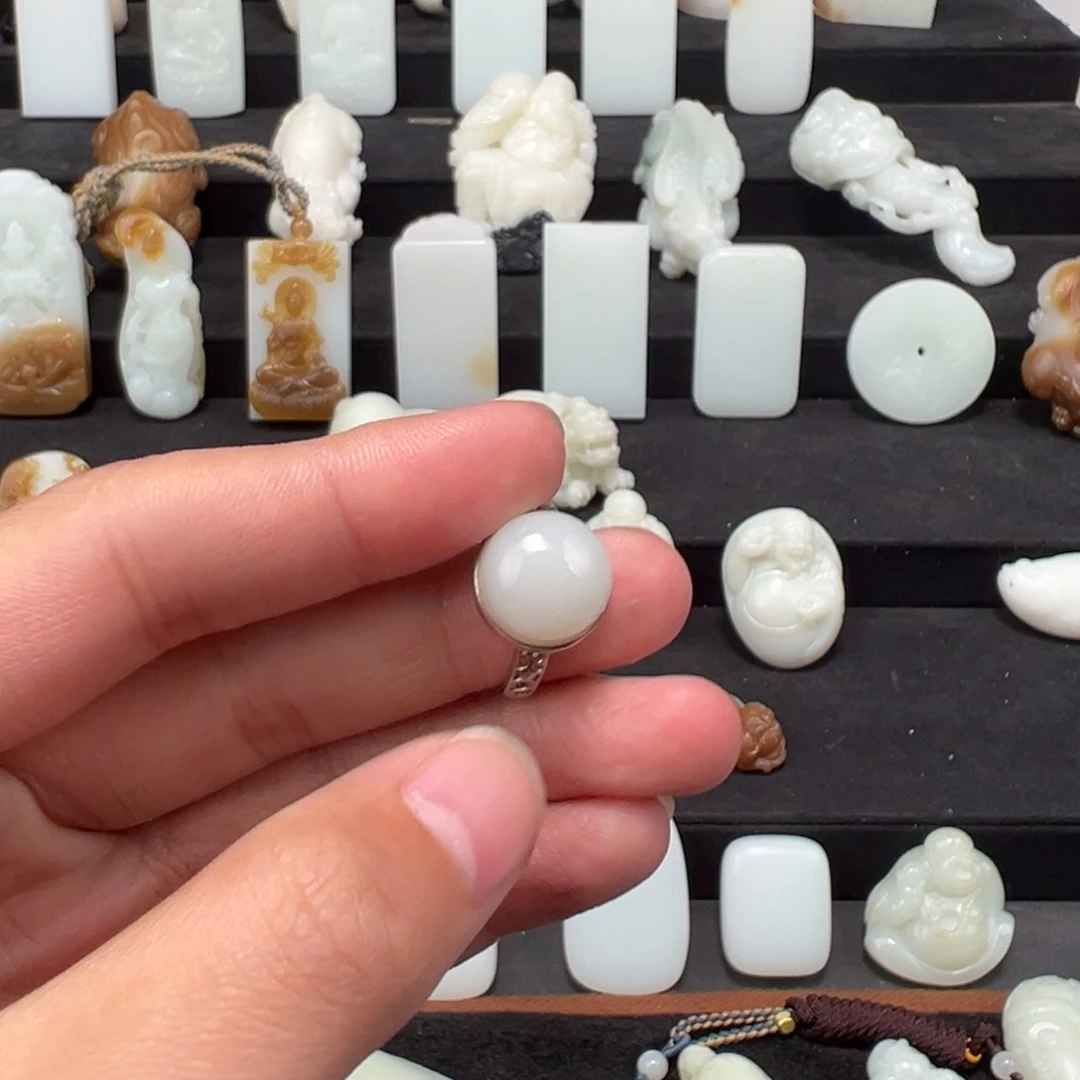 和田玉颈饰银S925镶嵌