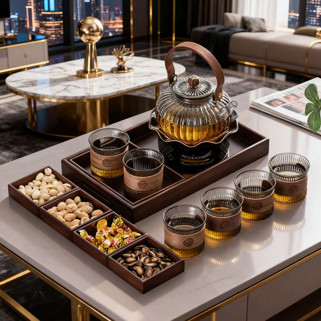 围炉煮茶一整套玻璃煮茶壶家用花茶壶茶水分离温茶套装下午茶茶具