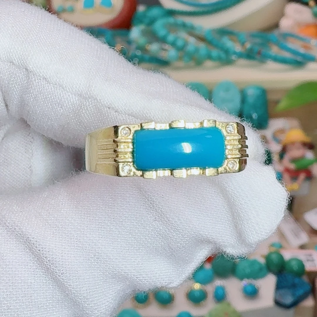 绿松石18K金镶嵌珠宝奇石