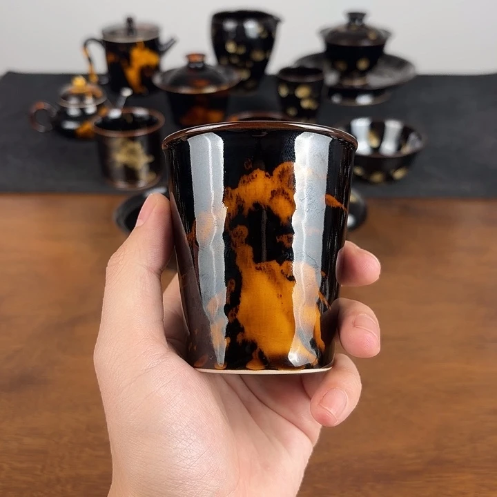 瓷玳瑁釉小可乐杯