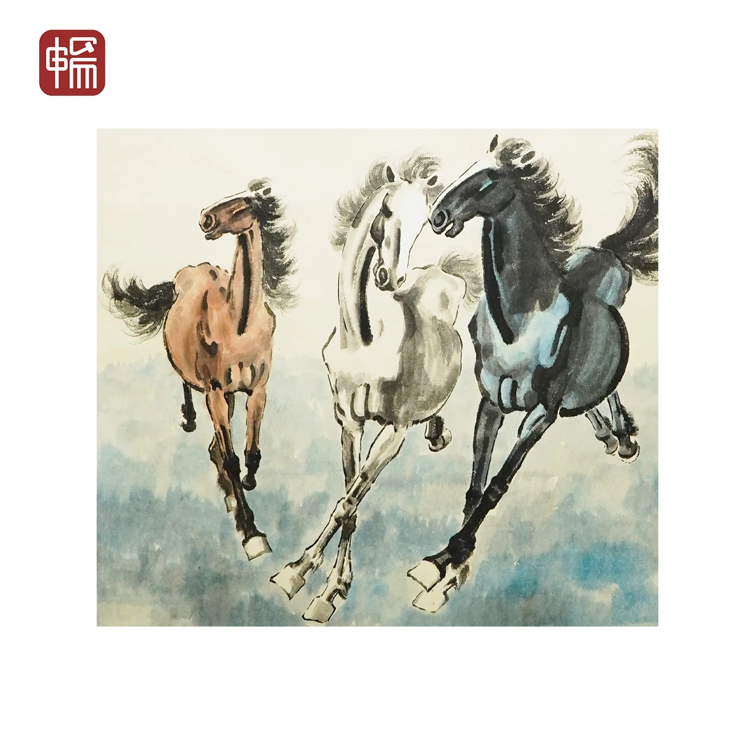 F1314 1943年作《三骏图》74*62（4.12） 纸本立轴 ZP