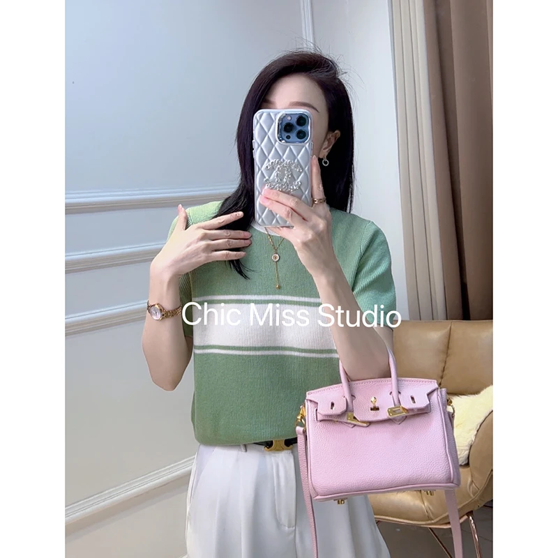 【清新绿】3265超柔软新款高品质圆领撞色上衣