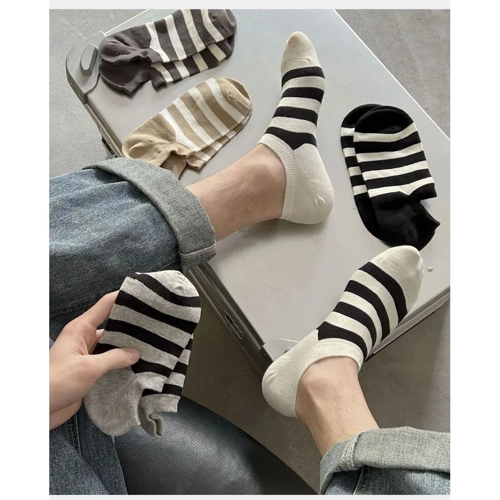 经典时尚条纹短袜拍一发5透气春夏吸汗棉袜