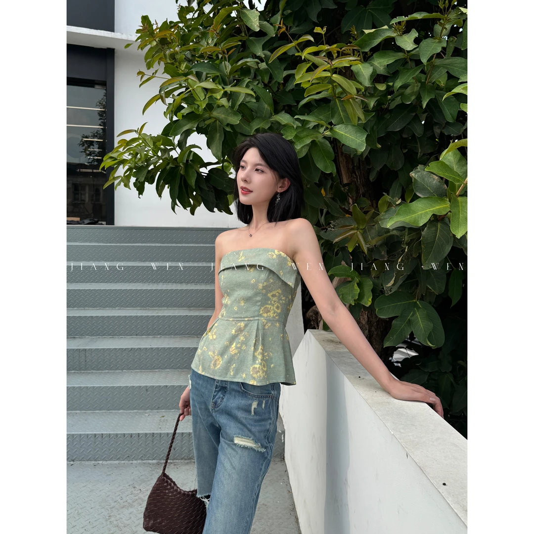【绿野仙踪】设计感甜辣印花抹胸背心