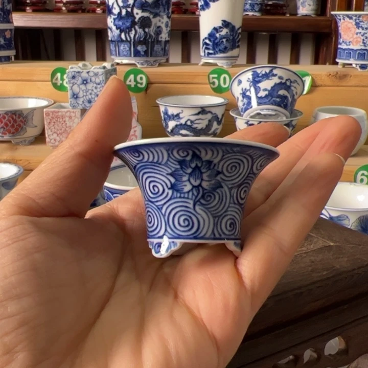 迎***下手绘陶瓷手工花盆