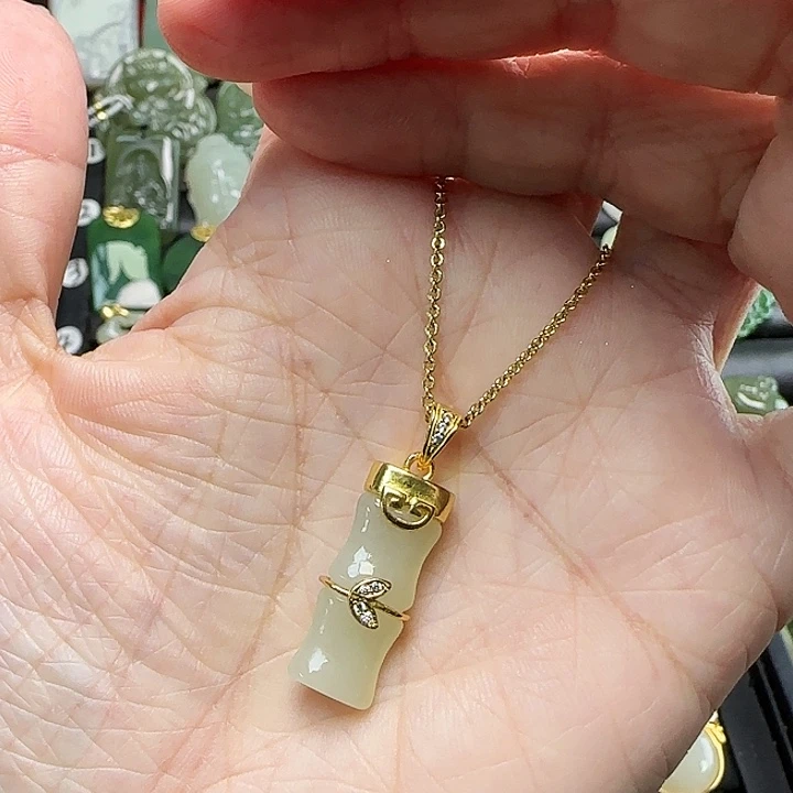 和田玉银S925镶嵌颈饰