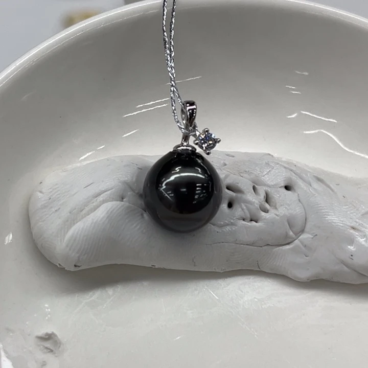 银S925镶嵌吊坠(不含链)海水珍珠10-11mm