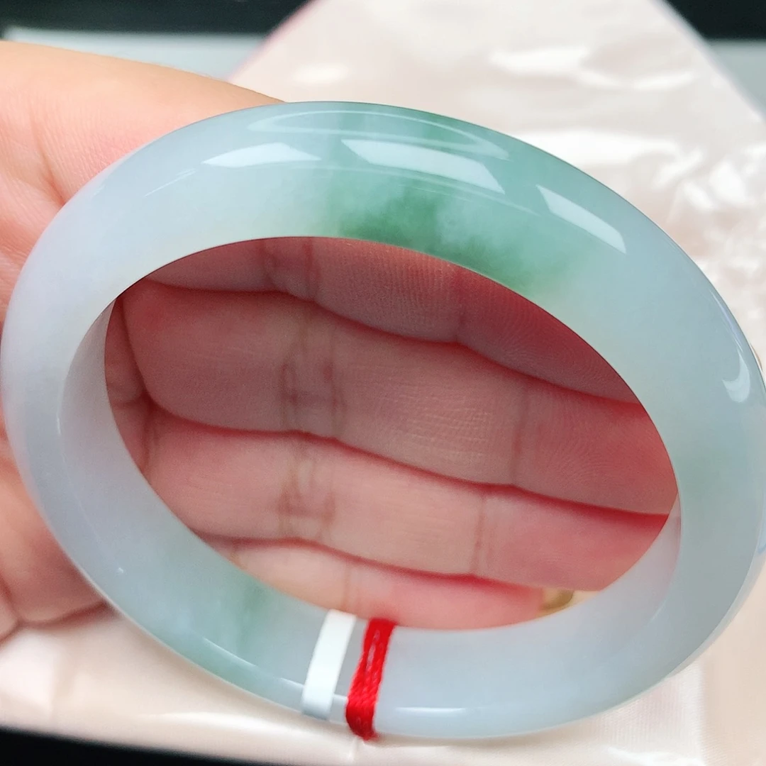 未镶嵌手镯翡翠22冰胶飘花古典