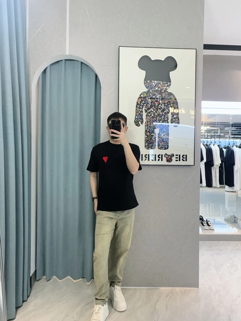 【红心字母刺绣】2025新款百搭红心字母刺绣圆领套头T恤男女同款