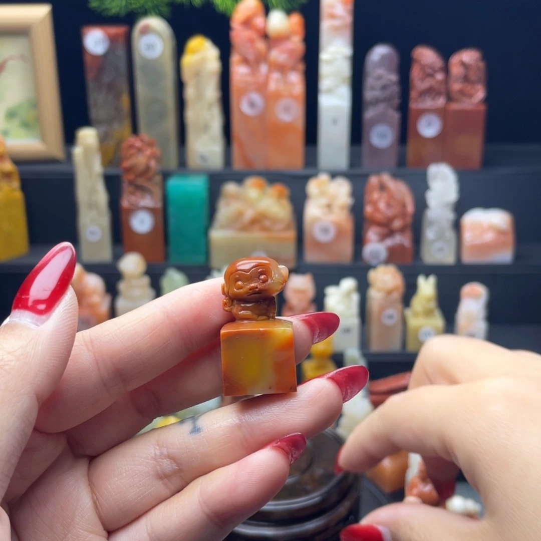 印石寿山石猴子印章