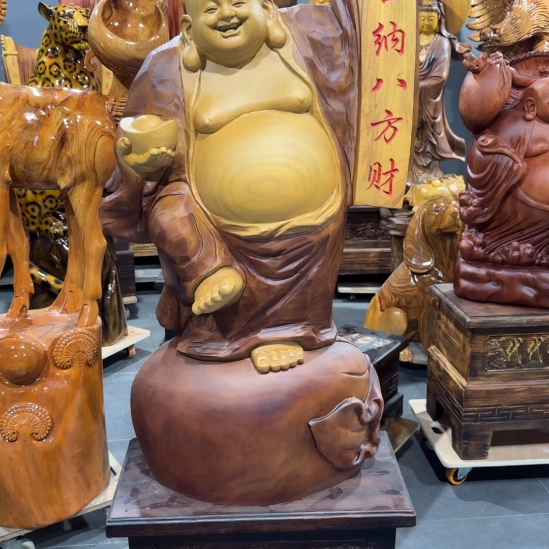 徐***生木香樟木实木雕刻弥勒