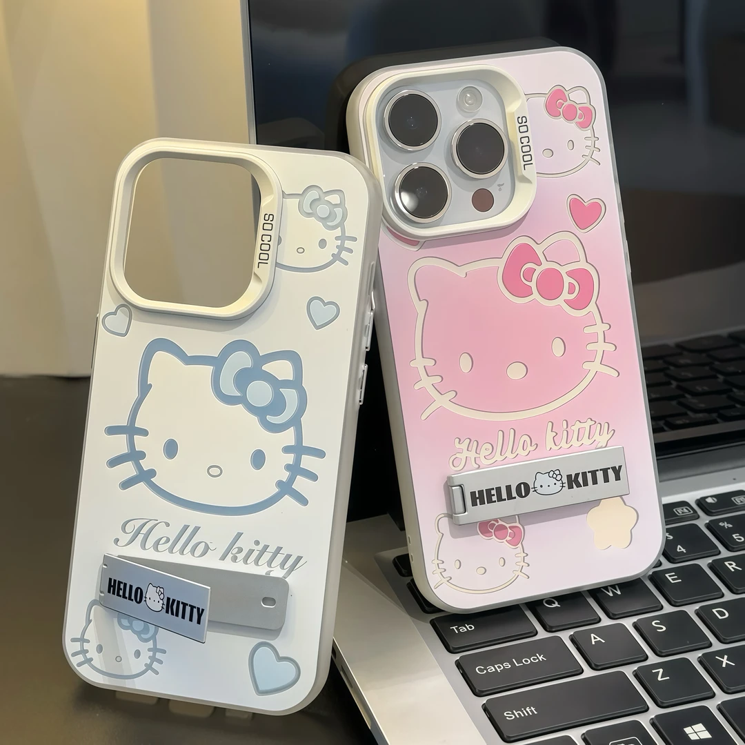 闺蜜可爱KT猫支架适用苹果16/15手机壳华为P70vivo小米14套13oppo