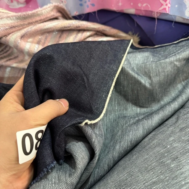 86  高含亚麻的亚麻牛仔面料3米价