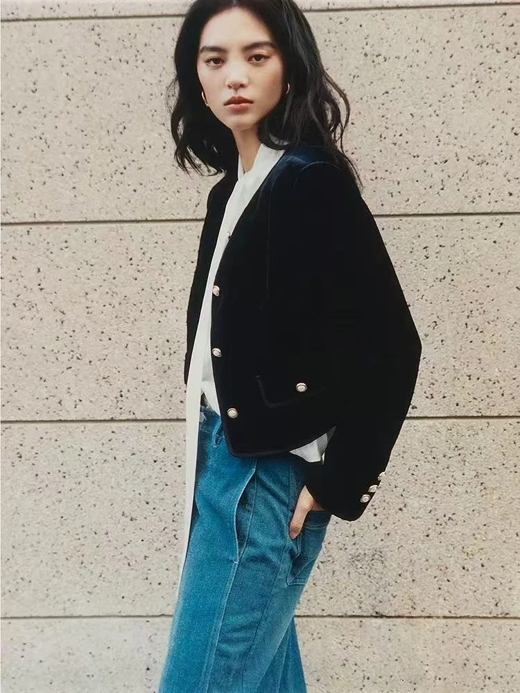 9848小香风外套女钻扣上衣klg【微微瑕 介意慎拍】