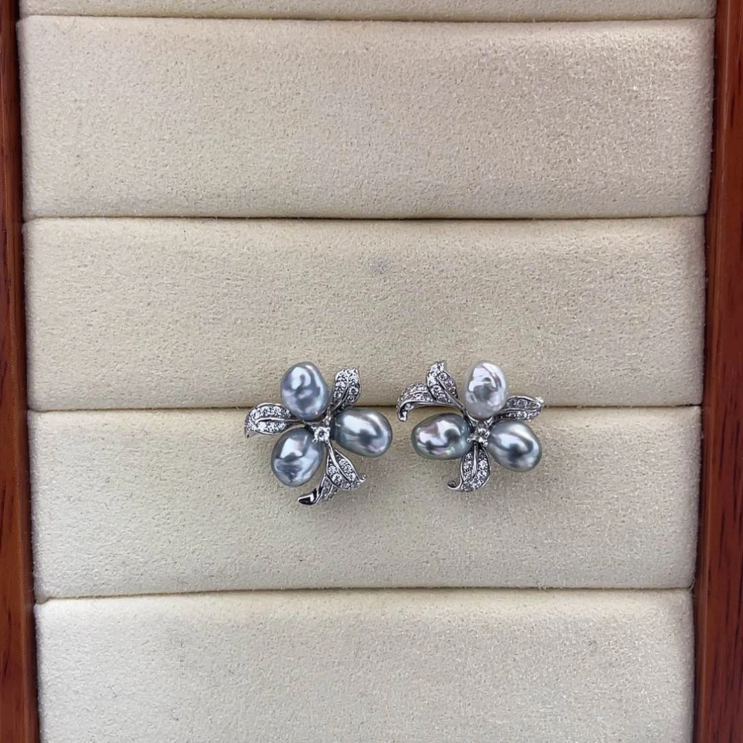 海水珍珠耳饰银S925镶嵌掉****尔