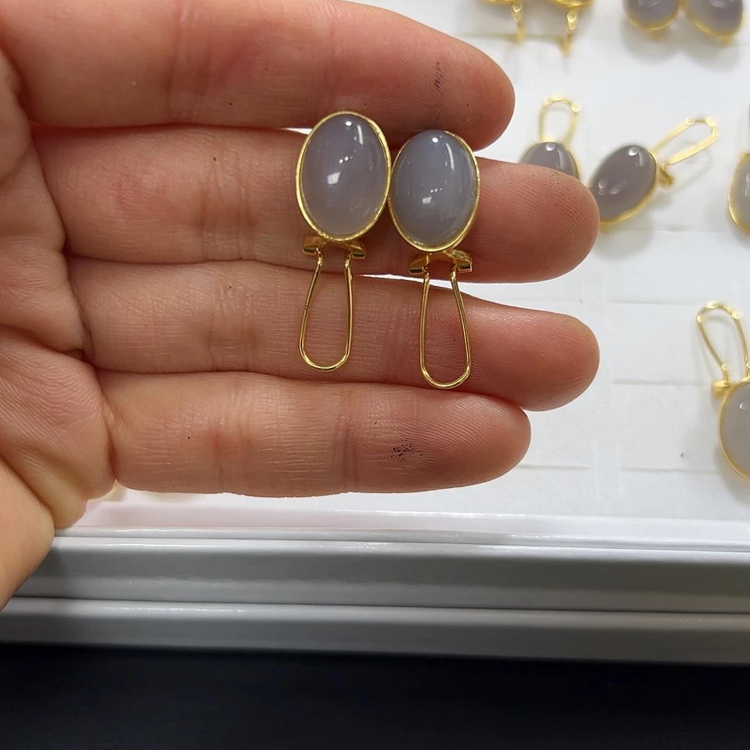 和田玉耳饰银S925镶嵌身***友