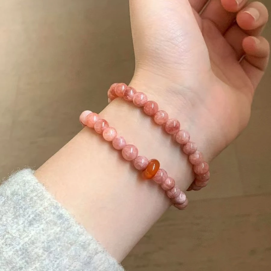 温柔粉太阳石串珠女小众精致叠戴氛围感配饰