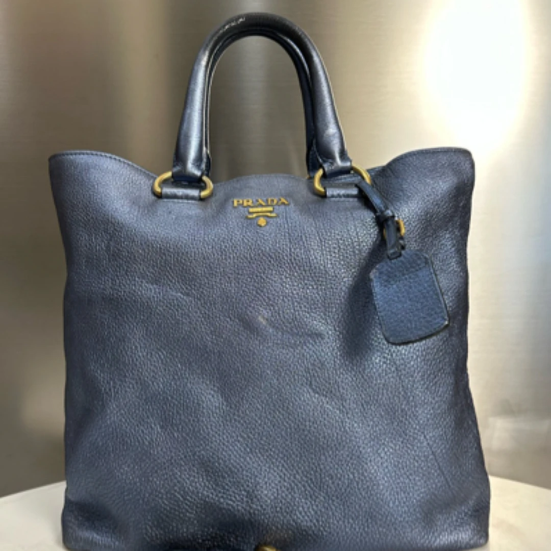 95新 Prada/普拉达 荔枝纹牛皮托特包手提包12362305