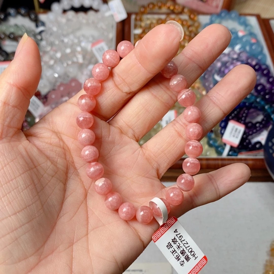 菱锰矿（红纹石）未镶嵌手绳红纹石7加
