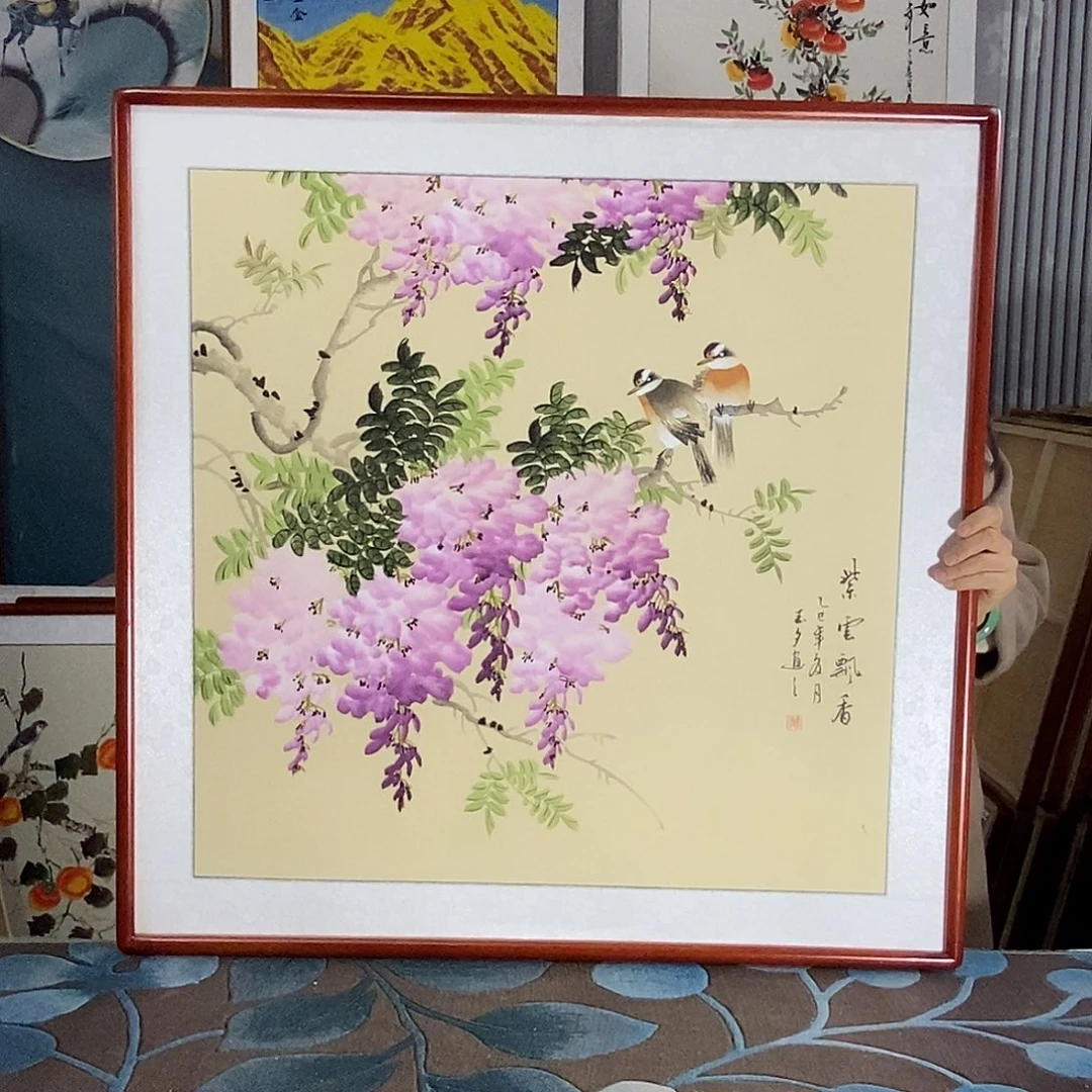 国画82✖️82手写手绘国画作品带框包邮