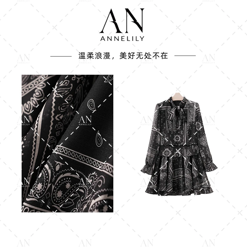 ANNELILY安琪琪【可绘】秋季新款高级感气质连衣裙AQ2509049