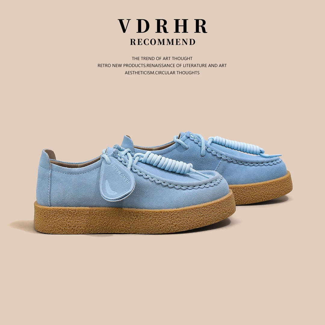 蓝色厚底板鞋女早秋女鞋子百搭真皮休闲运动鞋软底透气潮鞋A25-19