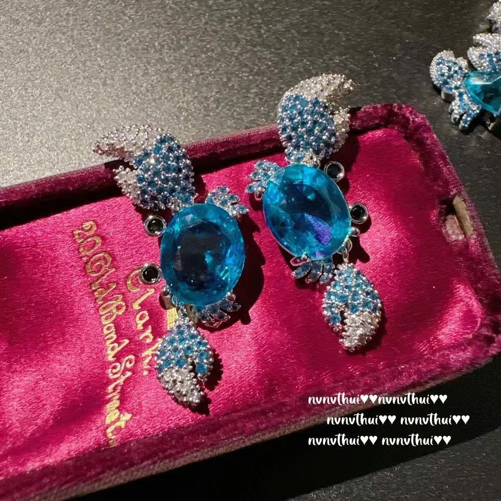 铜合金合成锆石耳饰 【小蟹】复古法式设计款高级绝美百搭耳环