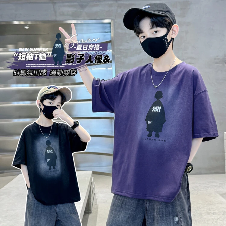 童装潮款男童短袖t恤夏装新款儿童中大童纯棉夏季男孩夏款上衣潮t