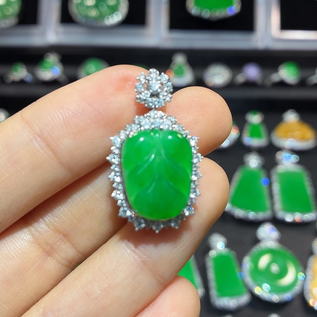 翡翠18K金镶嵌吊坠(不含链)翡翠