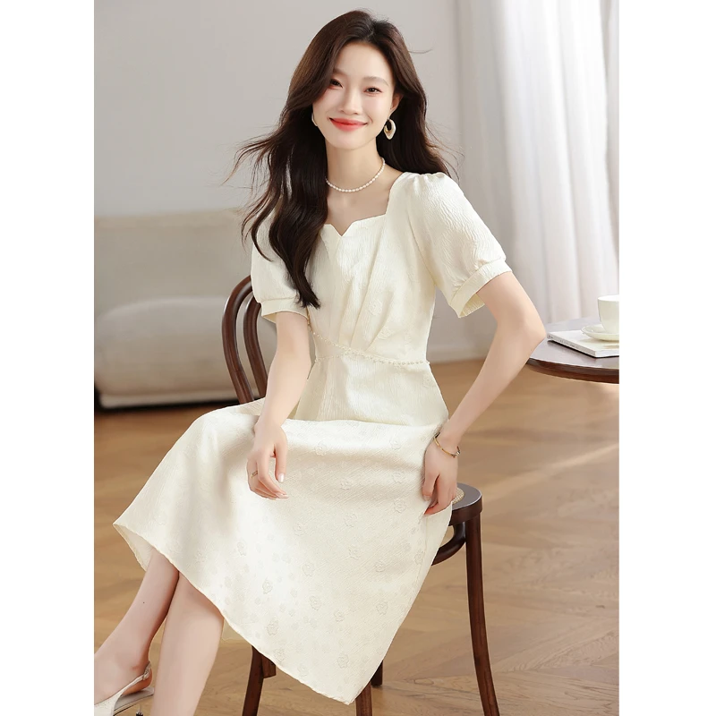 赫本风连衣裙女夏季新款法式中高腰气质感时尚精致高级感女装裙子