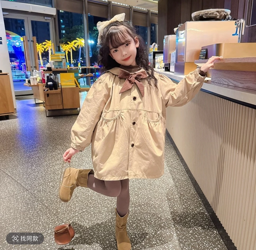 【秋上新】女童秋季新款休闲百搭韩系女宝风衣外套D