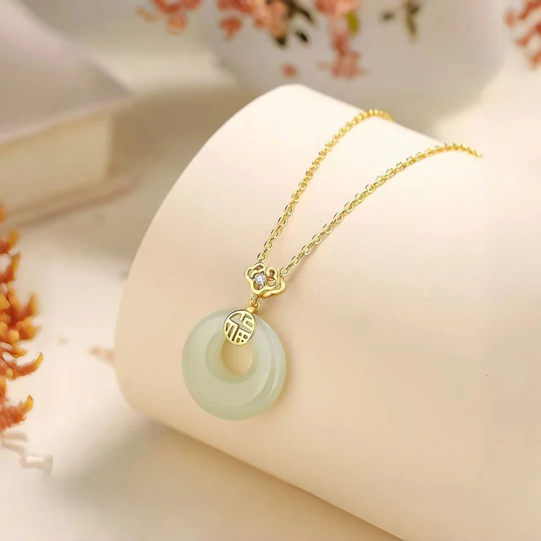 钛钢项链 气质国风福字吊坠高级感平安扣女款项链不掉色轻奢洋气