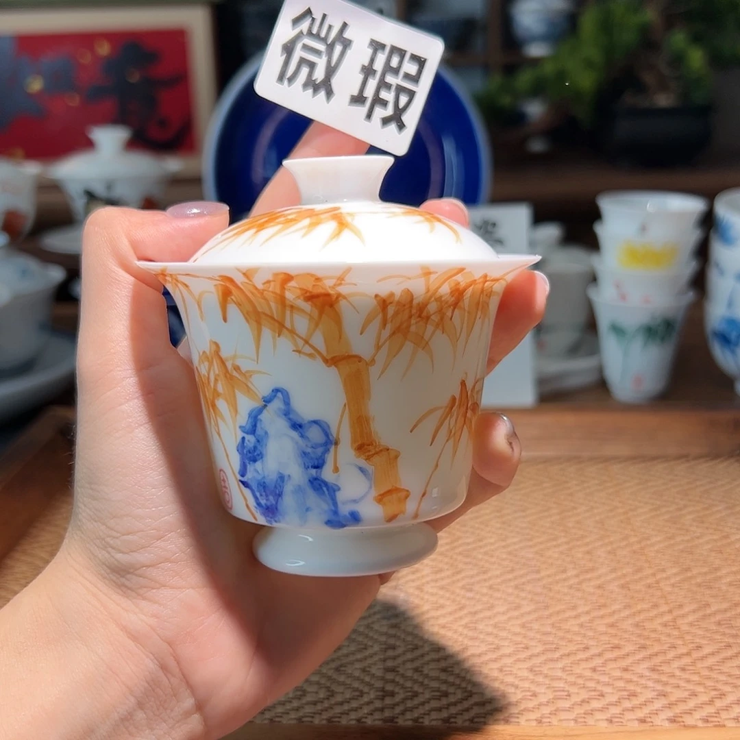 【闪购商品】微瑕 手绘 盖碗
