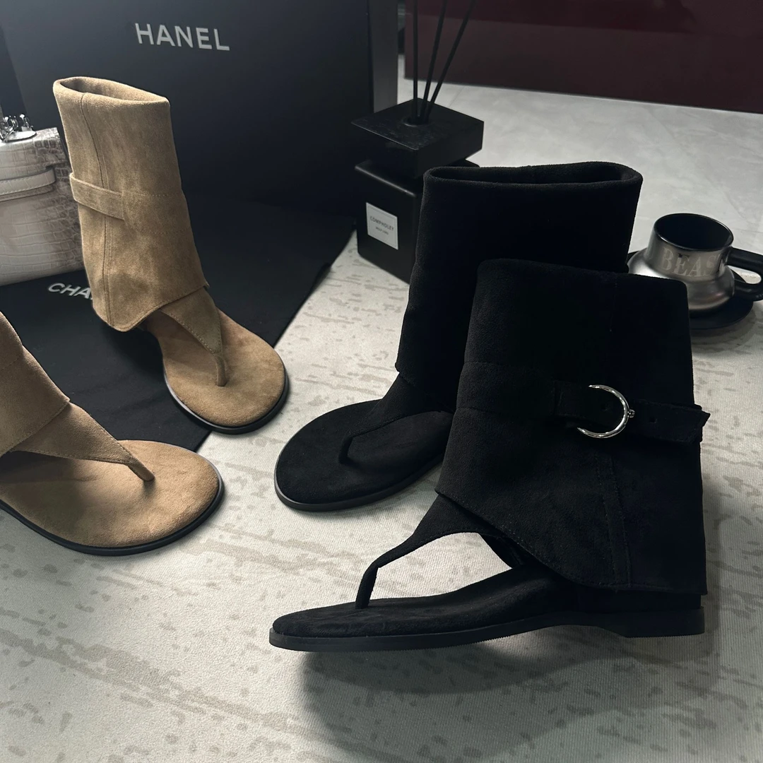 L玲L哒~2025夏季 欧洲站 内增高 时装靴 设计师款 ins潮流 韩版