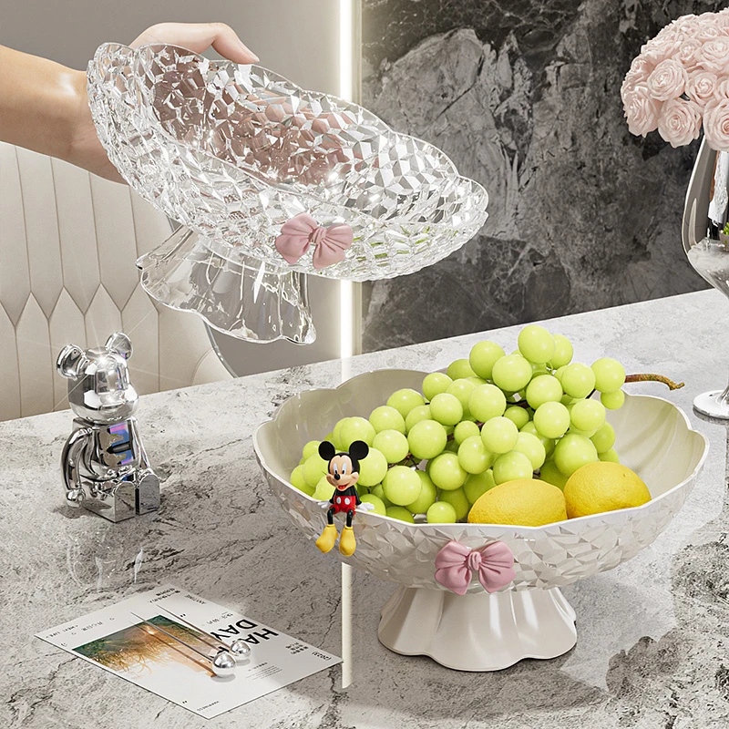 2025新款可沥水果盆家用客厅轻奢高档水果盘奶油风干果零食摆放盘