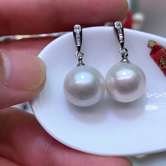 银S925镶嵌淡水珍珠耳饰